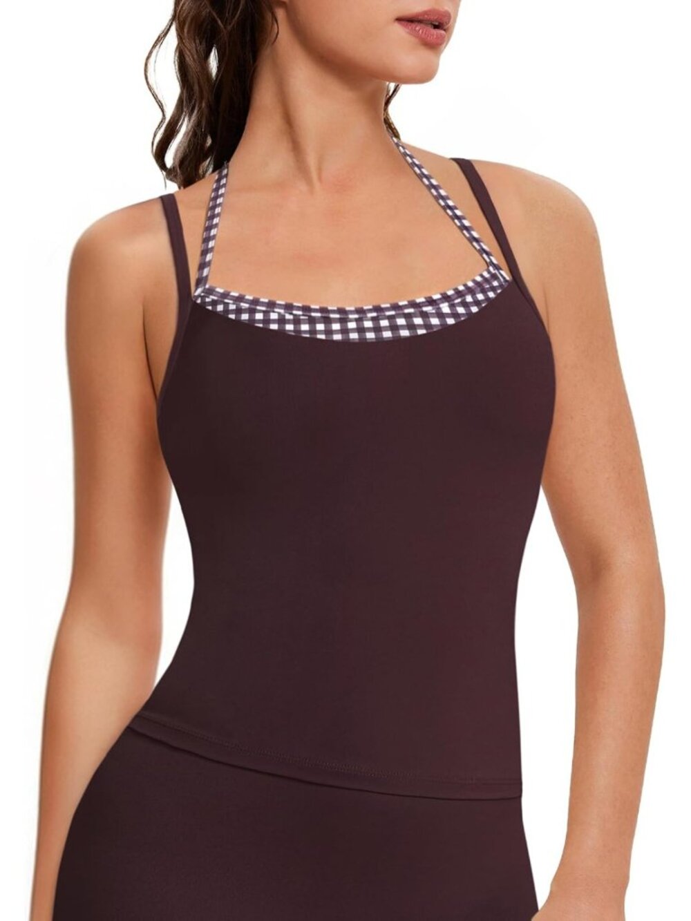 Cute Halter Workout Tank Top with Built-in Bra | Longline Sports Bra for Women